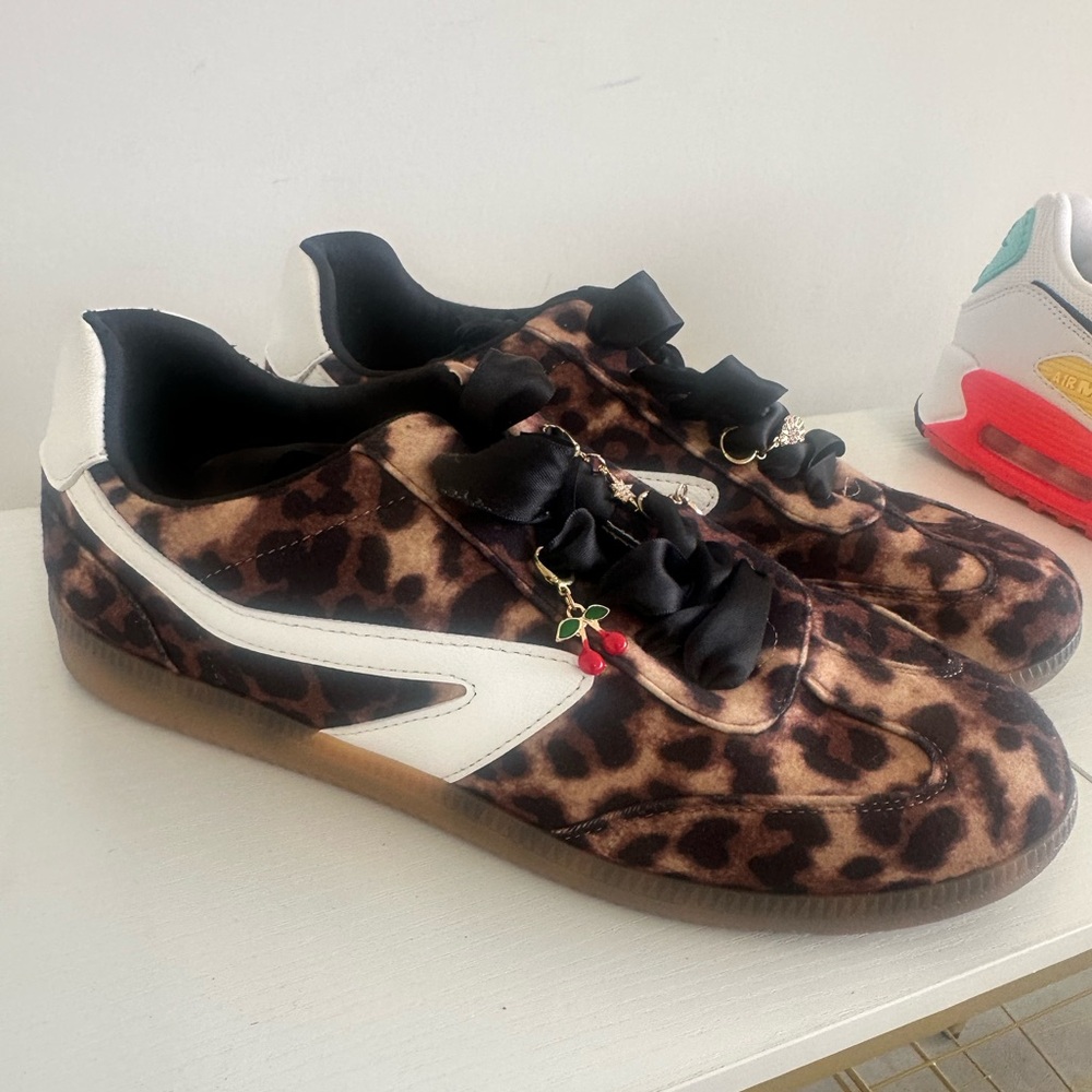 Leopard Print Sneakers with Black Accents